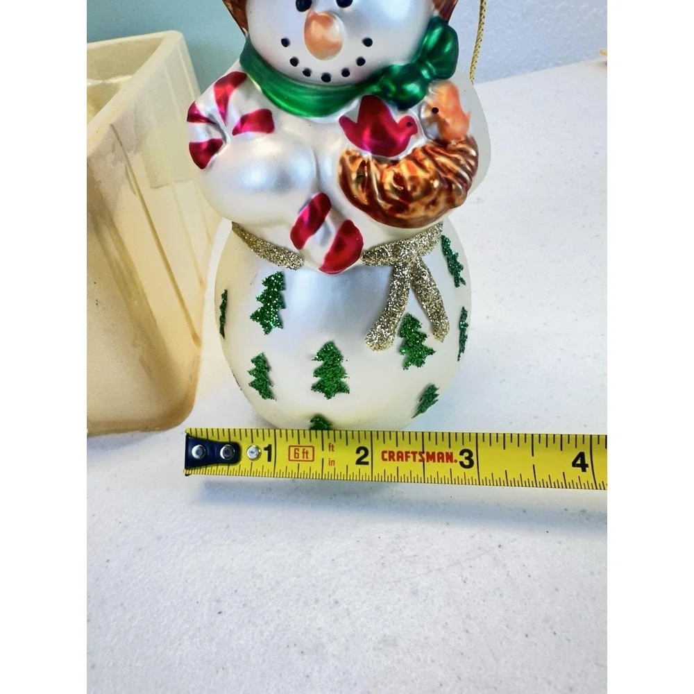 Vintage Party Lite P7632 Snowbell Snowman Mom Glass Ornament Partylite Christmas